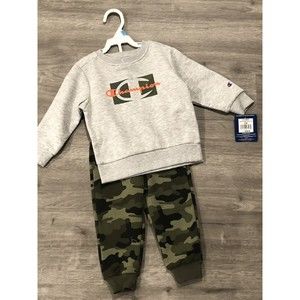 CHAMPION ATHLETICWEAR Baby Boy's Fleece Crew and Joggers, 2-Piece Set 24 Months
